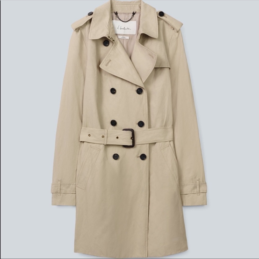 ARITZIA T Babaton tan Trench Coat Jacket Sz XXS Button Closure & Belted